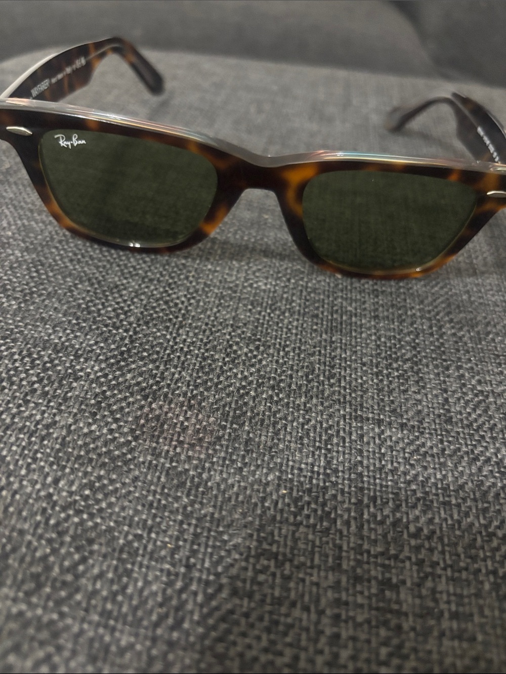 Ray-Ban Tortoiseshell Frame Sunglasses with Green Lenses